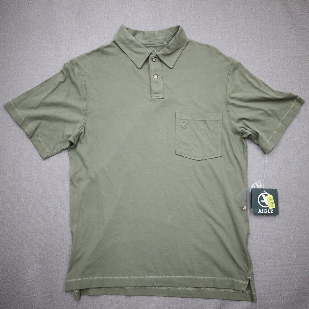 NWT Aigle Mens Medium Polo Shirt Light Green Classic Core Gorpcore Normcore